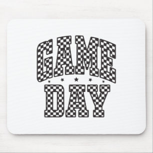 Funny Chequered Game Day Footll Black White Gift W Mouse Pad
