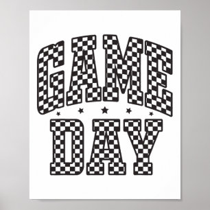 Funny Chequered Game Day Footll Black White Gift W Poster