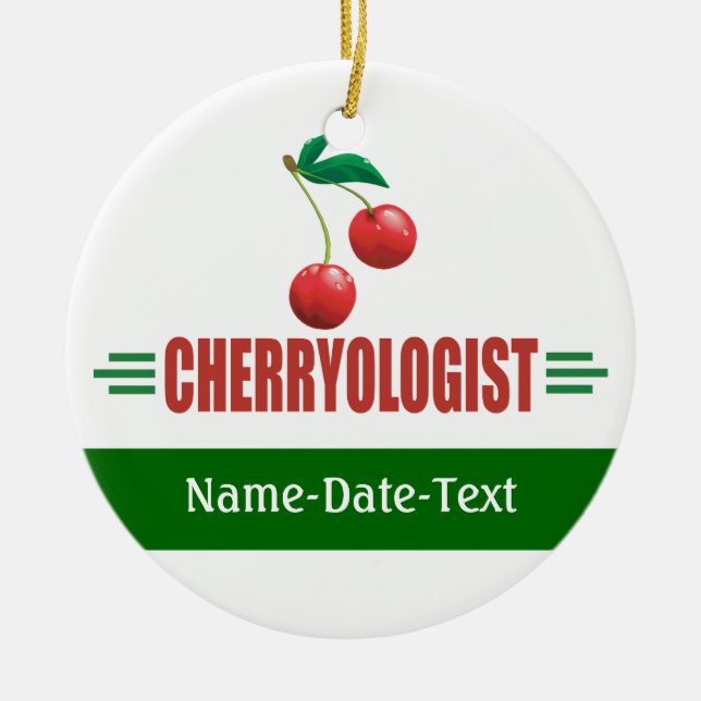 Funny Cherries Ceramic Ornament (Front)