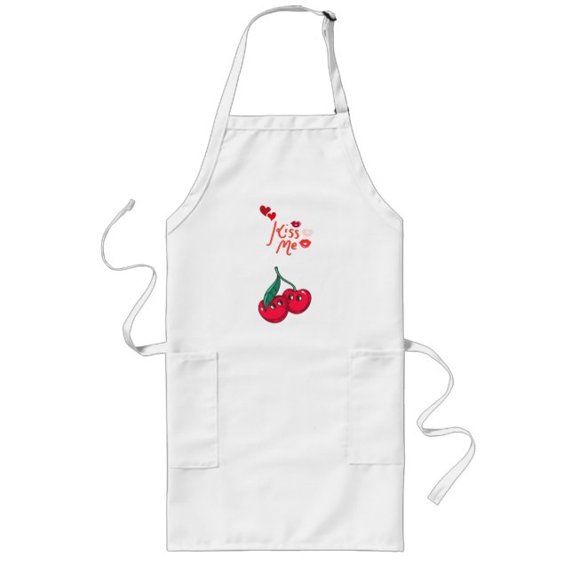 Funny Cherries in Love" Let T-Shirt Long Apron (Front)