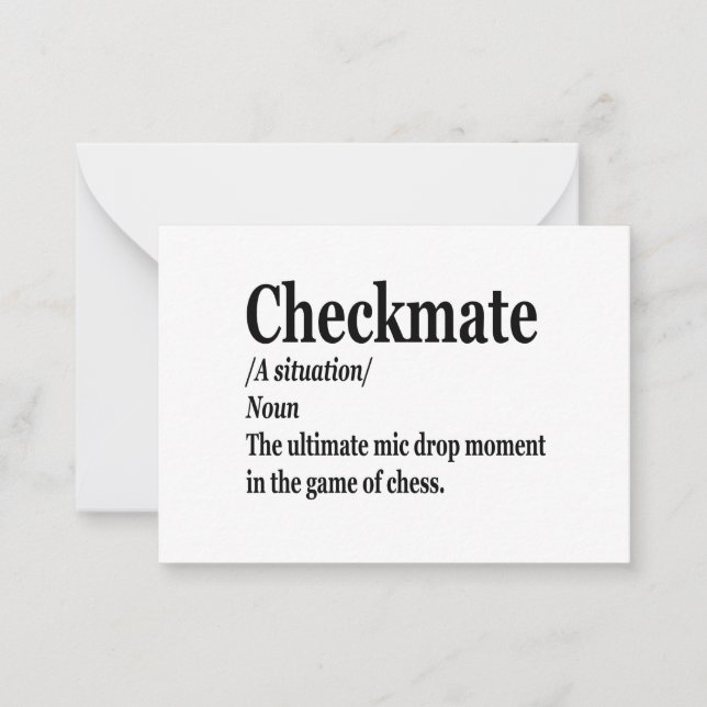 Funny Chess Checkmate Definition Chess Lover Card (Front)