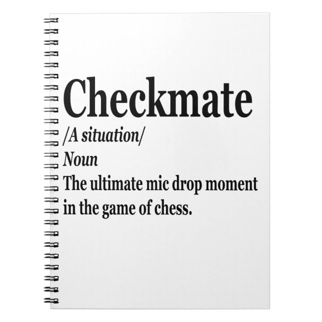 Funny Chess Checkmate Definition Chess Lover Notebook (Front)