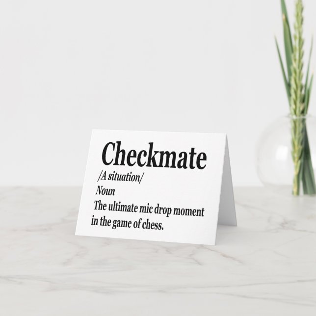 Funny Chess Checkmate Definition Chess Lover Thank You Card (Front)