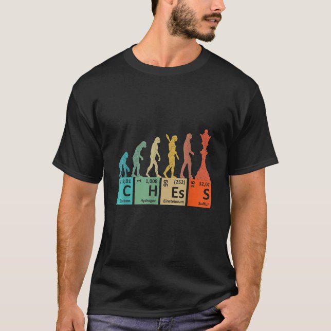 Funny Chess Evolution Gaming sets Periodic Table E T-Shirt (Front)