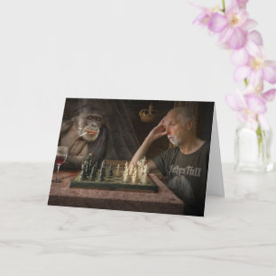FUNNY CHESS GAME WITH APE BIRTHDAY CARD FOR HIM