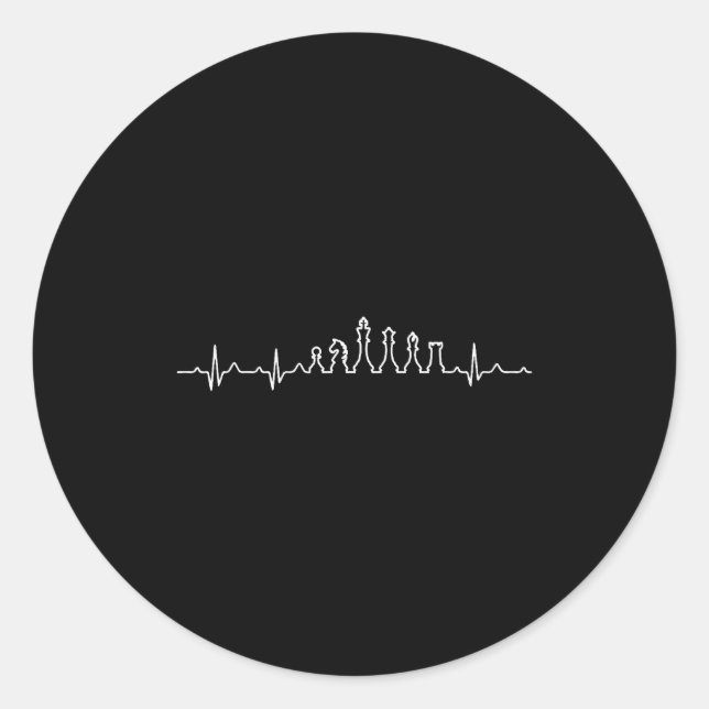 Funny Chess Heartbeat Checkers Board Game Tourname Classic Round Sticker (Front)