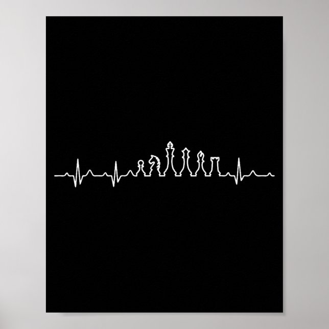 Funny Chess Heartbeat Checkers Board Game Tourname Poster (Front)