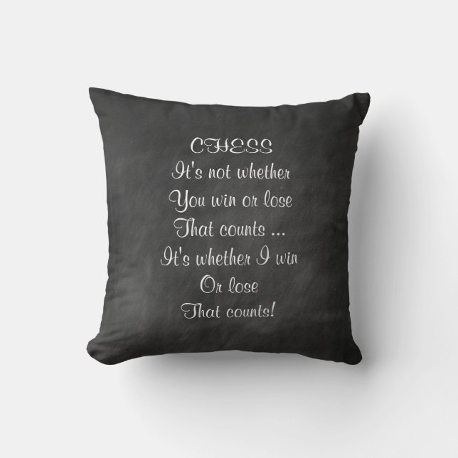 Funny chess joke gifts chalkboard cushion (Front)