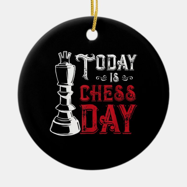 Funny Chess King Castling Design Ceramic Ornament (Front)