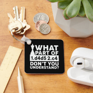 Funny Chess Move Black and White Key Ring
