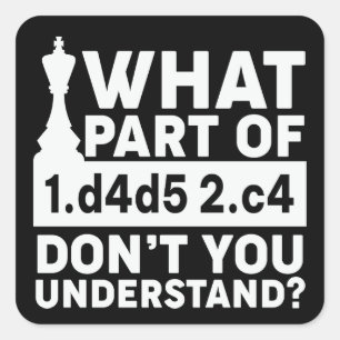 Funny Chess Move Black and White Square Sticker