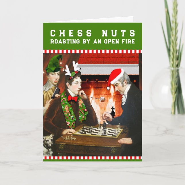 Funny Chess Nuts Christmas Holiday Card (Front)