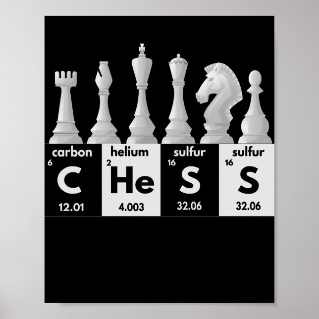 Funny Chess Player Game Board Periodic Table Gift Poster (Front)