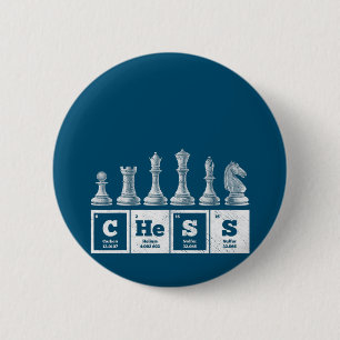 funny chess player geek periodic system chemistry 6 cm round badge