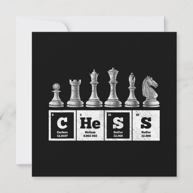 funny chess player geek periodic system chemistry invitation (Front)