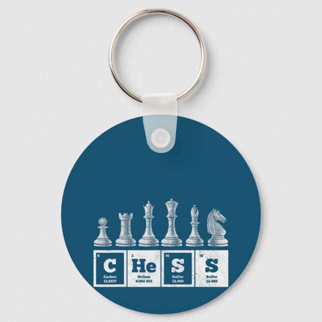 funny chess player geek periodic system chemistry key ring (Front)