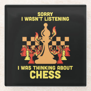 Funny Chess Quote Gift for Chess Players & Lovers Glass Coaster