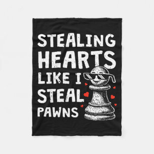 Funny chess valentines day stealing heart like fleece blanket
