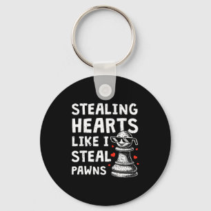 Funny chess valentines day stealing heart like key ring