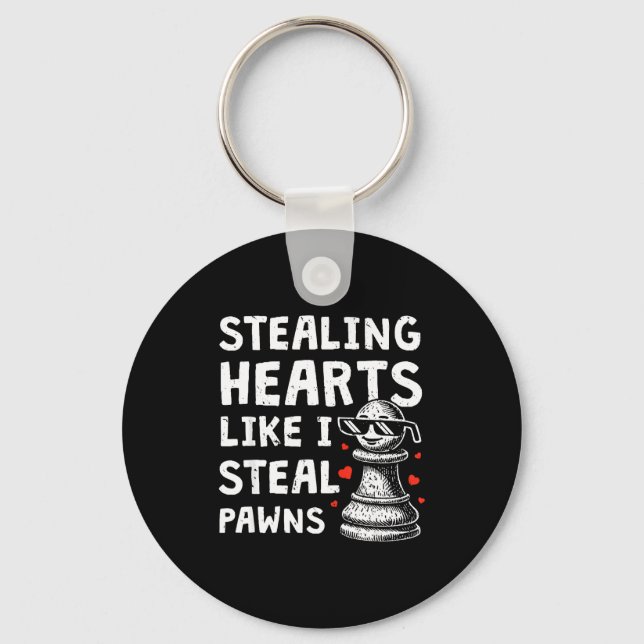 Funny chess valentines day stealing heart like key ring (Front)