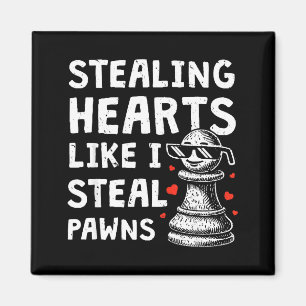 Funny chess valentines day stealing heart like magnet