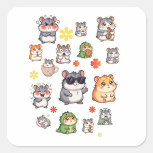 Funny Chibi Hamster Meme Sticker Pack Sheet with F