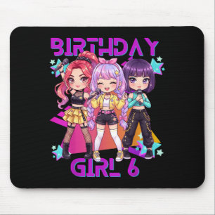 Funny Chibi Kpop Girl Its My 6th Birthday Mouse Pad