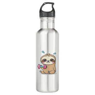 Funny Chibi Sloth Workout  Cute Kawaii Gym Cartoon 710 Ml Water Bottle