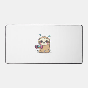 Funny Chibi Sloth Workout Cute Kawaii Gym Cartoon Desk Mat