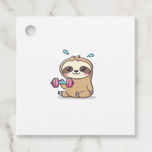 Funny Chibi Sloth Workout  Cute Kawaii Gym Cartoon Favour Tags
