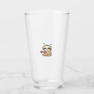 Funny Chibi Sloth Workout  Cute Kawaii Gym Cartoon Glass
