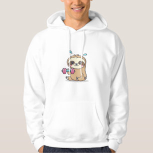Funny Chibi Sloth Workout Cute Kawaii Gym Cartoon Hoodie