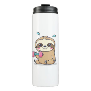Funny Chibi Sloth Workout Cute Kawaii Gym Cartoon Thermal Tumbler