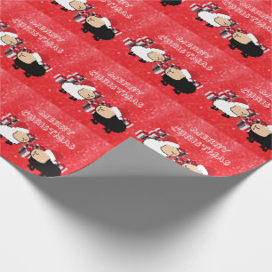 Funny chic Christmas Santa cartoon sheep Wrapping Paper