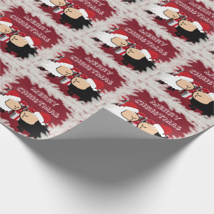 Funny chic Christmas Santa cartoon sheep Wrapping Paper