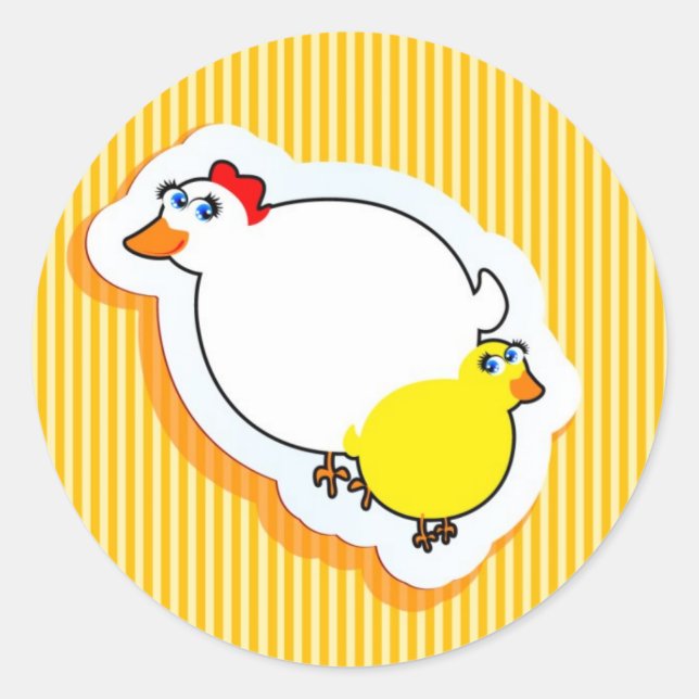 Funny Chick Classic Round Sticker (Front)