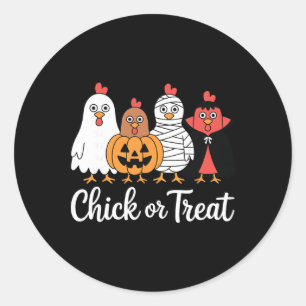 Funny Chick Or Treat Chicken Halloween Classic Round Sticker