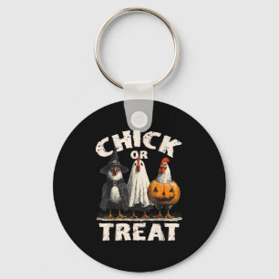 Funny Chick Or Treat Chickens Ghost Witchy Hallowe Key Ring