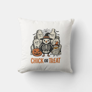 Funny Chick Or Treat Halloween Chicken Graphic_1 Cushion