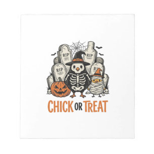 Funny Chick Or Treat Halloween Chicken Graphic_1 Notepad