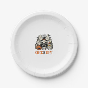 Funny Chick Or Treat Halloween Chicken Graphic_1 Paper Plate
