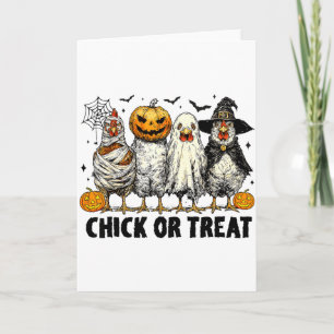 Funny Chick Or Treat Halloween Witch Spooky Chicke Card