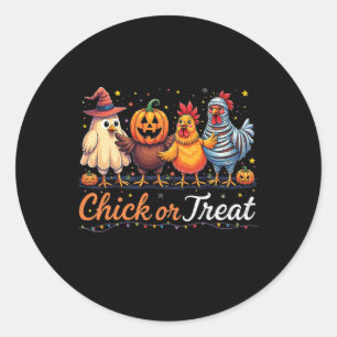 Funny Chick Or Treat Halloween Witch Spooky Chicke Classic Round Sticker