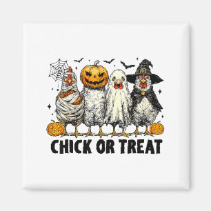 Funny Chick Or Treat Halloween Witch Spooky Chicke Magnet
