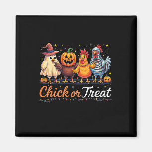 Funny Chick Or Treat Halloween Witch Spooky Chicke Magnet