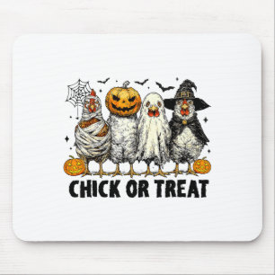 Funny Chick Or Treat Halloween Witch Spooky Chicke Mouse Pad