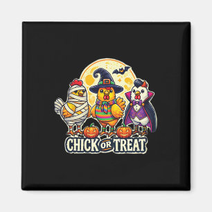 Funny Chick Or Treat Pumpkin Chicken Farmer Hallow Magnet