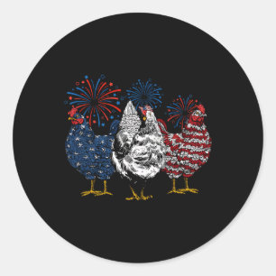 Funny Chicken 4th Of July Patriotic American Chick Classic Round Sticker