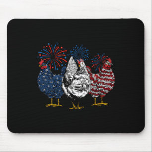 Funny Chicken 4th Of July Patriotic American Chick Mouse Pad