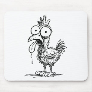 Funny Chicken Abstract Art Portrait Drawing Whimsi Mouse Pad